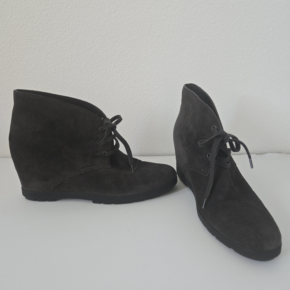 Prada Black Suede Wedge Boots